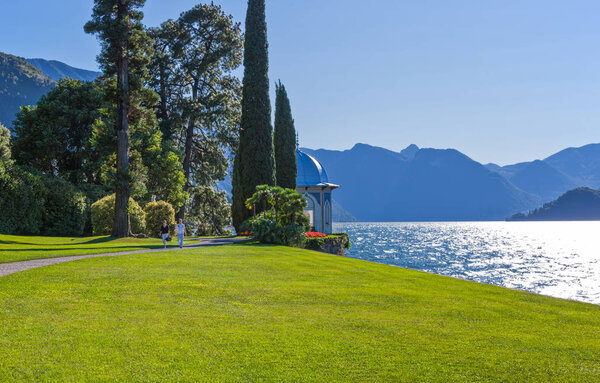 Bellagio, Italy - August 31, 2010: The Villa Melzi garden on the Como lake