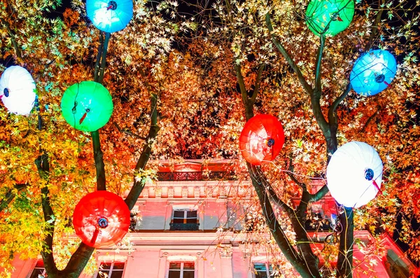 Obras de Arte do Festival das Luzes em Lyon — Fotografia de Stock