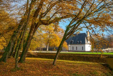 Chenonceaux, France - November 15, 2018: The Chancery House in the garden of the Chenonceau castle