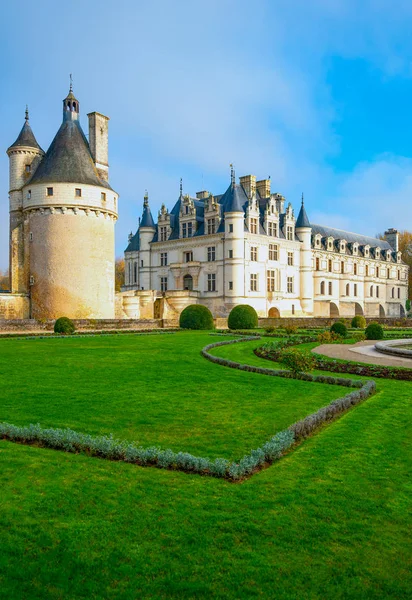 Chenonceaux France November 2018 Chenonceau Castle Marques Tower Left Seen — Zdjęcie stockowe