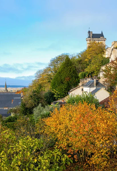 Francie Loire Valley Chinon Hodinová Věž Královské Pevnosti Vidět Země — Stock fotografie