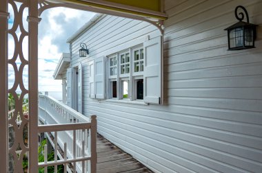 Saint Kitts, Karayip Adaları - 30 Ocak 2019: Fairview Koloni Evi 'nin Ayrıntıları