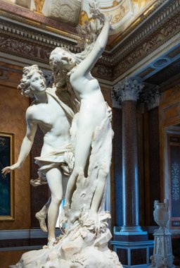 Roma, İtalya - 19 Temmuz 2018 Villa Borghese, Borghese sanat galerisi, Apollo ve Daphne Odası, the Apollo ve Daphne, G.L.Bernini