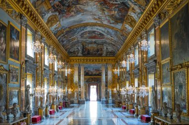 Rome, Italy - August 19, 2017: Colonna Palace, the Great Hall of the Colonna Gallery clipart