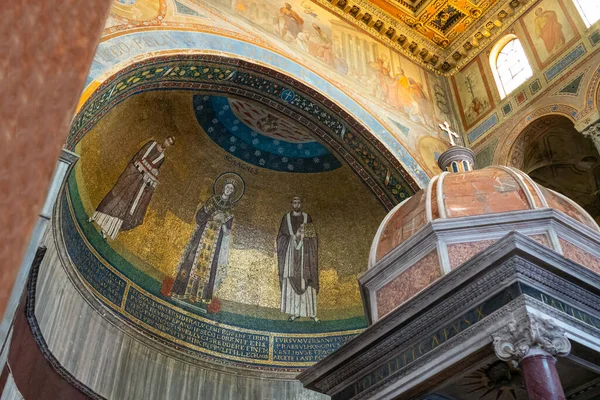 Roma Italia Agosto 2017 Mosaico Del Ábside Basílica Santa Inés — Foto de Stock