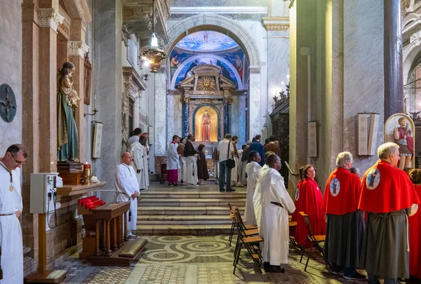 Rome Italië Juli 2018 Trastevere Manifestaties Van Religieuze Plechtigheid Bekend — Stockfoto