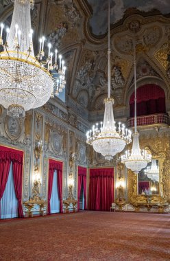 Roma, İtalya - 11 Ocak 2019: Quirinale Sarayı 'ndaki Parti Odası (salone delle festa)