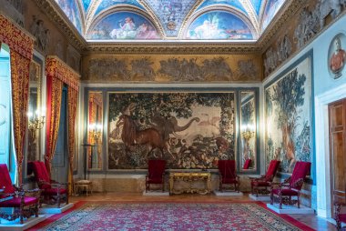 Roma, İtalya - 11 Ocak 2019: Quirinale Sarayı 'ndaki Dello Zodiaco odası