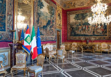 Roma, İtalya - 11 Ocak 2019: Quirinale Sarayı 'ndaki Degli Arazi Salonu