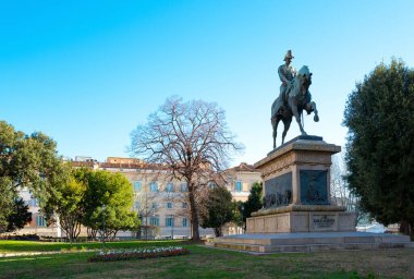 Roma, İtalya, Quirinale yakınlarındaki aynı isimli bahçede Carlo Alberto 'nun binicilik anıtı.