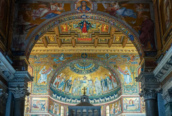 Roma Itália Junho 2019 Mosaicos Abside Basílica Santa Maria Trastevere — Fotografia de Stock