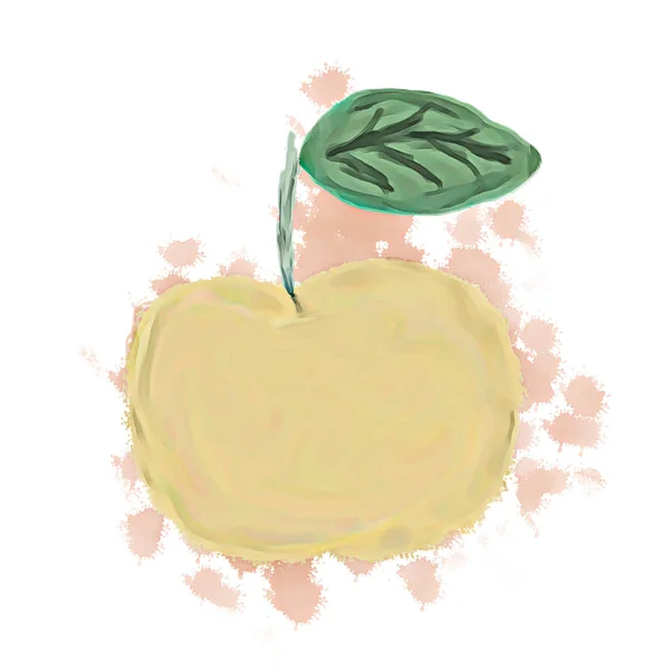 Apple with splashes of paint. Stylized watercolor.