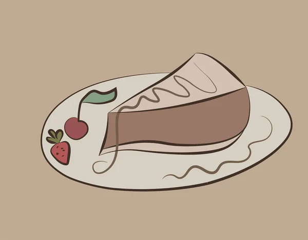 Piece Biscuit Cake Covered Icing Cherries Strawberries Royalty Free Stock Illustrations