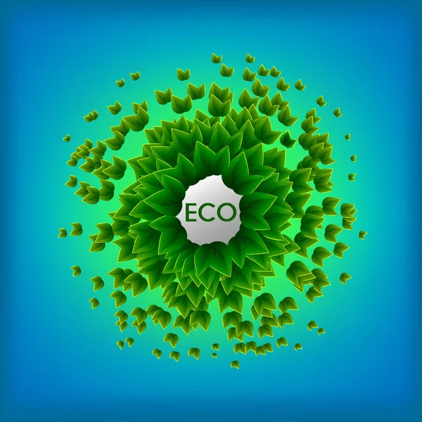 Eco Przyjacielski transparent. Ekologia koncepcja z zielonych liści. Vector — Wektor stockowy