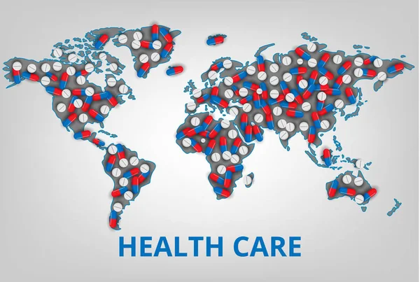 Illustration vectorielle.Organisation mondiale de la santé. Carte avec un l — Image vectorielle