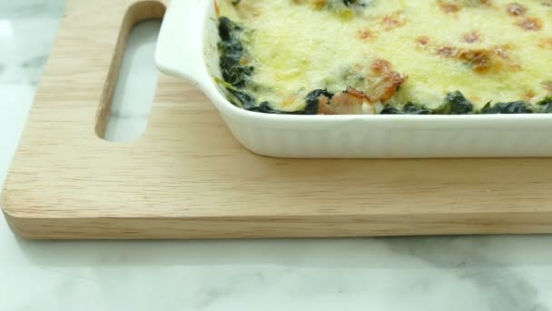 Spinach lasagna in plate — Stock Video