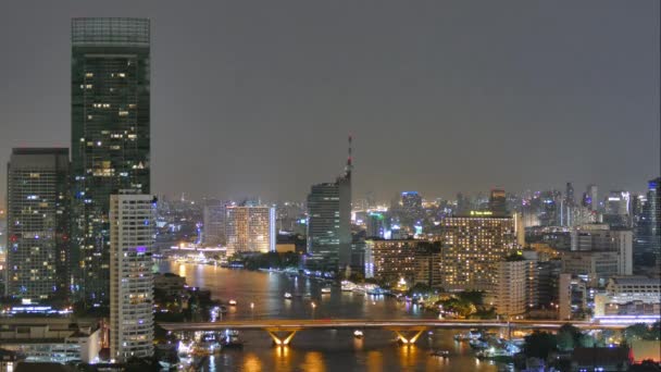 Bangkok ciudad nocturna en Tailandia — Vídeo de stock