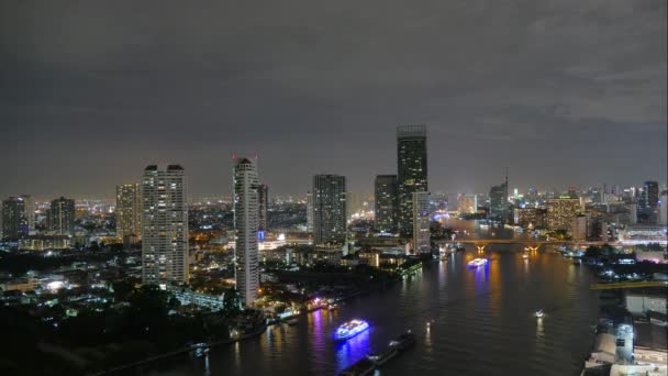Бангкок ночной город в Таиланде — стоковое видео