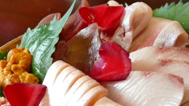 Ruwe verse Sashimi — Stockvideo