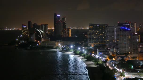 Skyline della città e fiume di notte — Video Stock