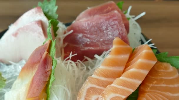 Kase closeup, sashimi — Stok video