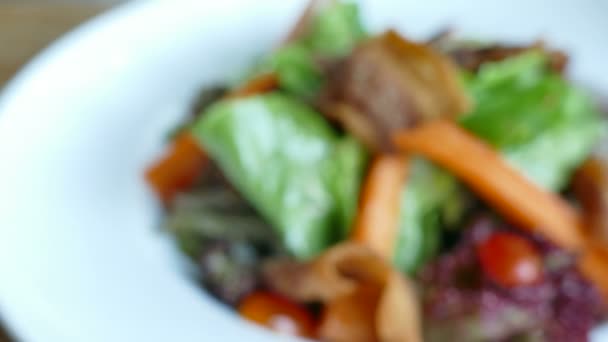 Vegetable salad with crab sticks — Stock Footage Vegetable salad with crab sticks Stock Footage