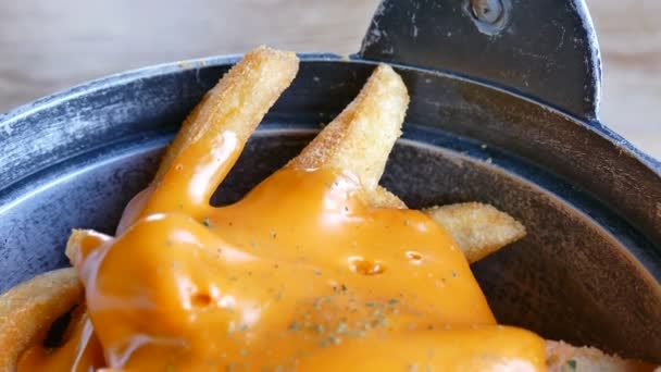Papas fritas con salsa — Vídeos de Stock