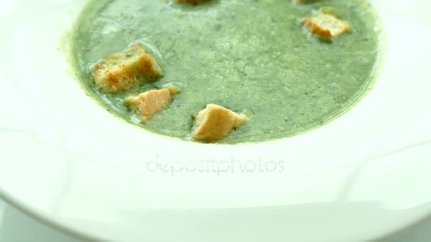Spinach cream soup — Stock Footage Spinach cream soup Royalty Free Stock Footage