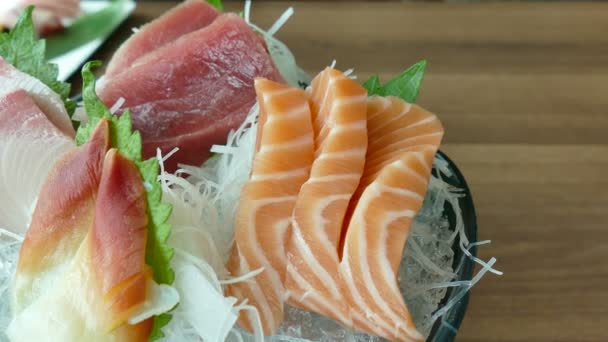 Sashimi in bowl closeup — Stock Video