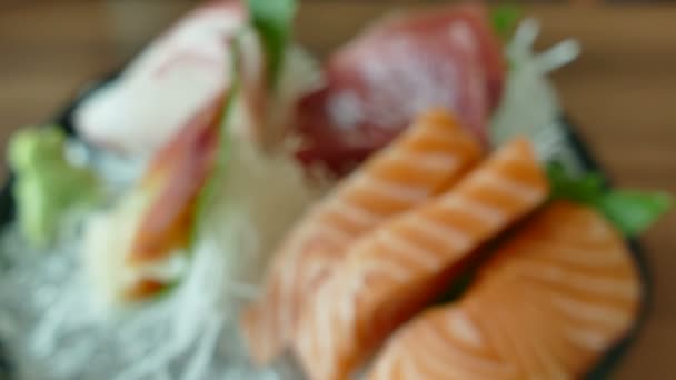 Sashimi in bowl closeup — Stock Video