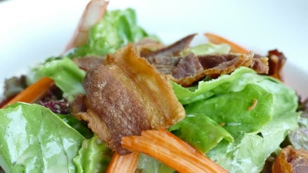 Vegetable salad with crab sticks — Stock Footage Vegetable salad with crab sticks Video Clip