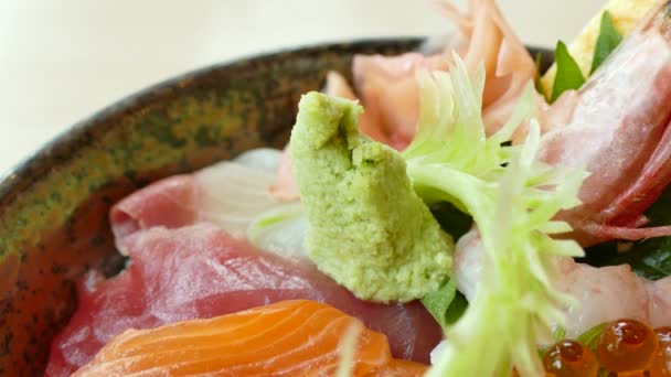 Sashimi fresco crudo — Video Stock