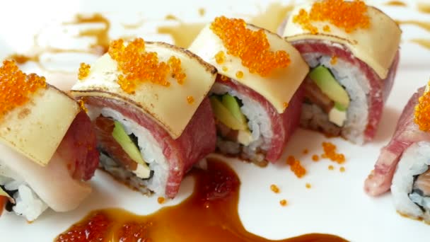 Conjunto de sushi fresco — Vídeo de Stock