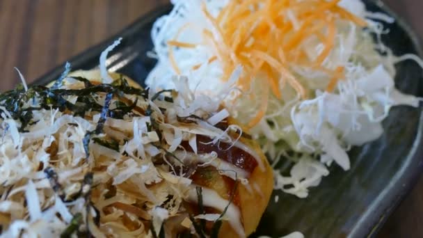 Aperitivos de Takoyaki japoneses — Vídeo de stock