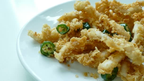 Fried squid with sauce — Stock Video