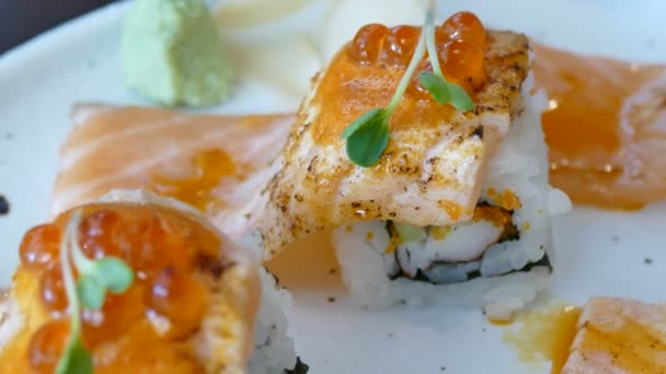 Frisches japanisches Sushi — Stockvideo