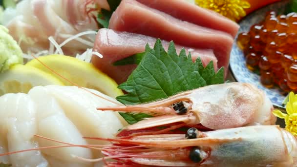 Raw fresh Sashimi — Stock Video