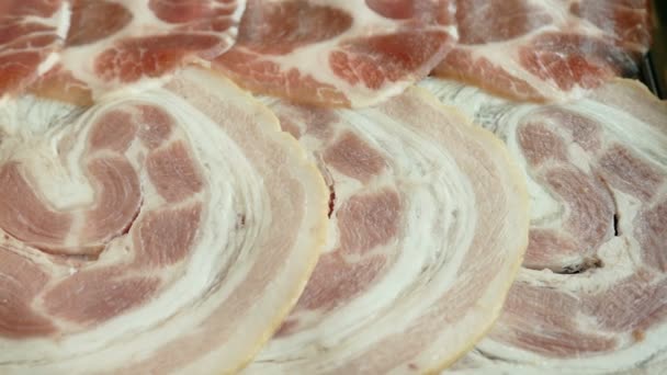 Tranches fraîches de viande de porc — Video