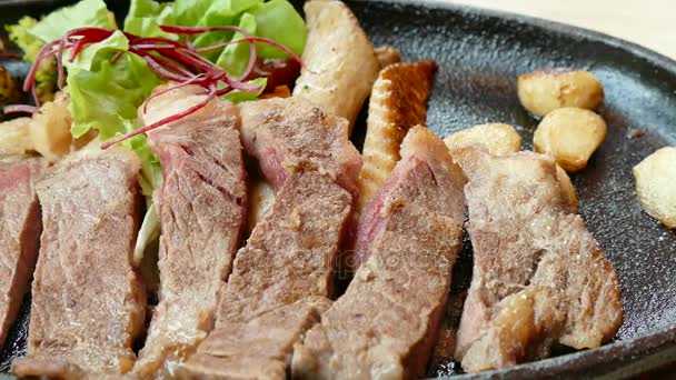 Grilled beef steak — Stock Video