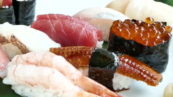 新鮮なおいしい寿司 — ストック動画