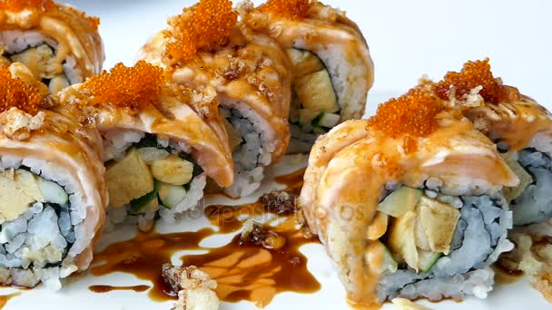 Sushi - japanese food — Stock Video