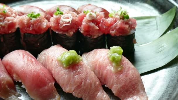 Japanese Fresh Sushi — Stock Video