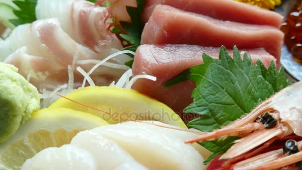 Sashimi fresco crudo — Vídeos de Stock