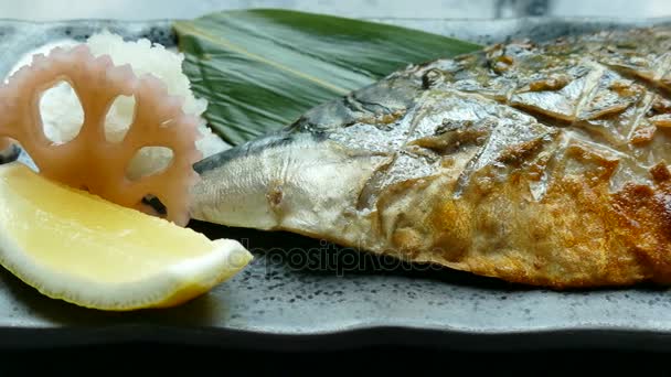 Grilled Saba Fish — Stock Video