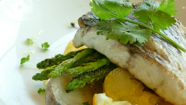 Sea bass steak — Stock Video