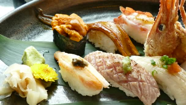 Raw fresh Sashimi — Stock Video