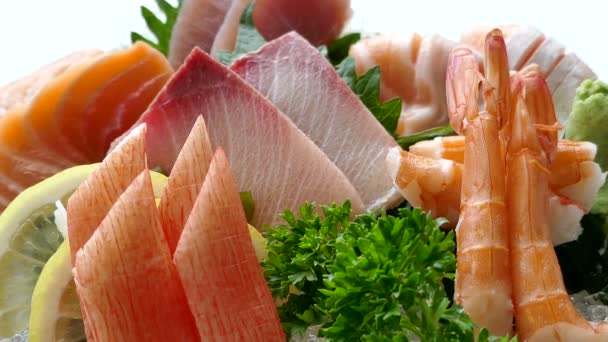 Sashimi fresco crudo — Vídeo de stock