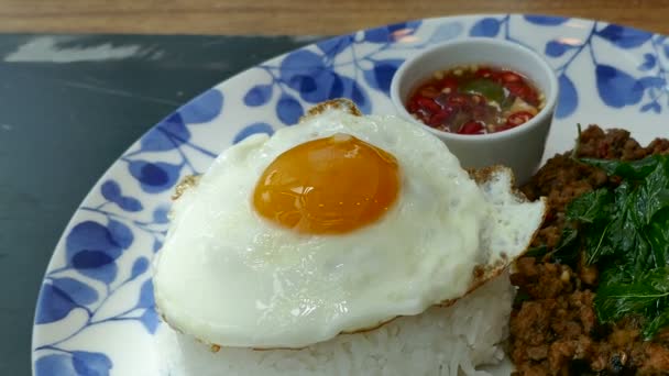 Dtir-fried pork meat and egg — Stock Video