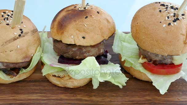 Mini vepřový hamburgery — Stock video