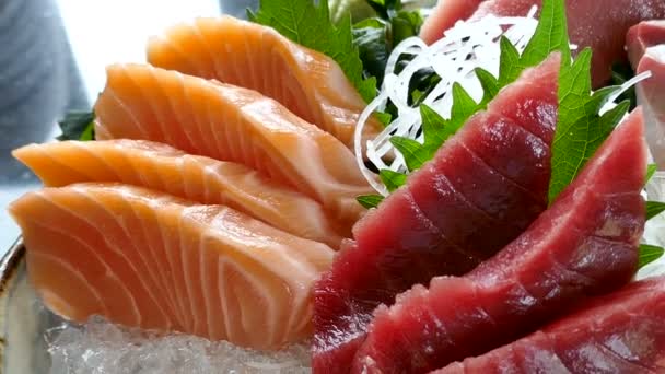 Delicious raw fresh Sashimi — Stock Footage Delicious raw fresh Sashimi Royalty Free Stock Footage